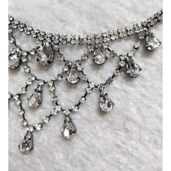 Xevana Czech Glass Rhinestone Drop Choker Necklace - EGL, Gothic Glamour - Picture 2 of 6